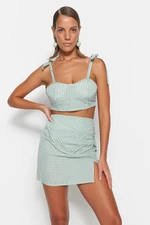 Trendyol Green Hinge-Checkered Woven Top and Bottom Set