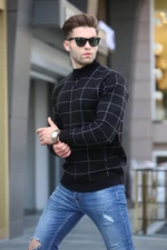 Madmext Black Checkered Knitwear Sweater 5796