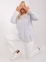 Light gray melange women's blouse with long sleeves