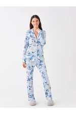 LC Waikiki Women's Pajamas Set with Shirt Collar Floral Long Sleeve
