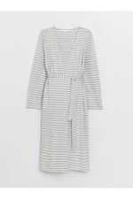 LC Waikiki Striped Long Sleeve Maternity Dressing Gown with Shawl Collar