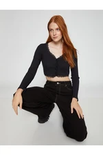 Koton Long Sleeve T-Shirt Crop Basic Lace