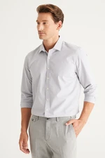 ALTINYILDIZ CLASSICS Men's Light Gray Slim Fit Slim Fit Button Collar Cotton Flannel Lumberjack Shirt