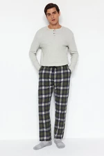 Trendyol Męskie spodnie od piżamy w kratę w kolorze khaki o regularnym kroju