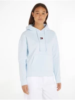 Světle modrá dámská mikina Tommy Jeans Badge Hoodie - Dámské