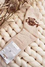 Teplé béžové bavlněné ponožky s medvídkem