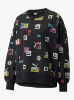 Black Womens Patterned Oversize Sweatshirt Puma - Women