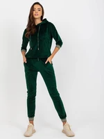 Dark green women's velour set with sweatshirt