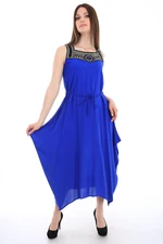 Bigdart 1512 Dress With Embroidery On The Front - Sax