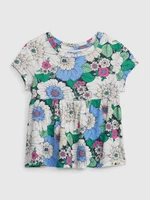 Zeleno-biele dievčenské kvetované tričko GAP