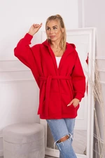 Insulated cape with tie at the waist red