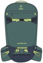 Ski touring and freeride backpack Kilpi GLACIER-U dark green