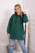 Insulated sweatshirt with dark green snap fasteners