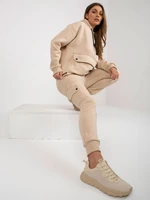 Beige women's tracksuit with cargo trousers