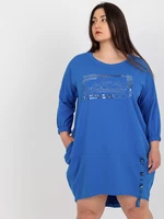 Dark blue asymmetrical dress of larger size