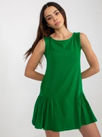 Basic green flowing minidress with frills