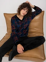 Dark blue velour set with checkered blouse from RUE PARIS