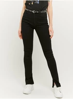 Czarne jeansy o kroju skinny fit z rozcięciem TALLY WEiJL - Kobiety