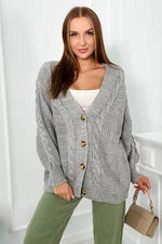 Button-down sweater with puffed sleeves grey