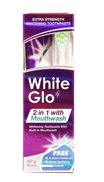 White Glo 2 in 1 Mouthwash bělící zubní pasta s ústní vodou 150 g + kartáček