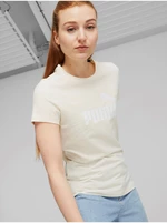 Cream Women's T-Shirt Puma ESS - Women