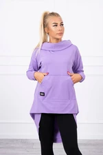 Sweatshirt with long back and hood dark purple