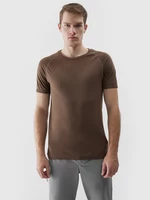 Pánské bezešvé outdoorové běžecké tričko - hnědé