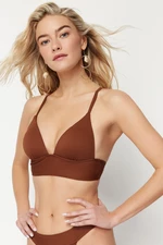 Trendyol Brown Triangle Push Up Textured Bikini Top