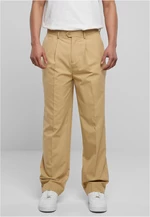 Straight pleated trousers in beige