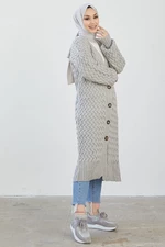 InStyle Arene Long Knitted Knitwear Cardigan with Buttons - Gray
