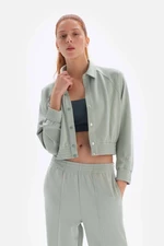 Dagi Mint Green Women's Jacket with Buttons Cupro