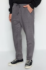 Trendyol Smoked Men's Regular/Nomal Fit Zipper Pocket Warm Thick Fleece Rubber Leg Sweatpants.