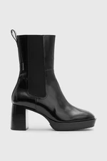 Kožené kotníkové boty AllSaints Lottie dámské, černá barva, na podpatku, WF547Z