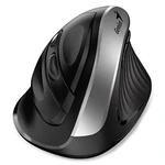 Genius Myš Ergo 8250S 31030031401, 1600DPI, 2.4 [GHz], optická, 6tl., bezdrátová, černo-stříbrná, 1 ks AA, vertikální