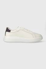 Kožené sneakers boty Calvin Klein LOW TOP LACE UP PET bílá barva, HM0HM01288