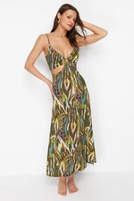 Trendyol Abstract Patterned Midi Woven Cut Out/Window Beach Dress