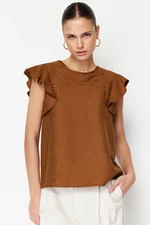 Trendyol Brown Lace Woven Blouse