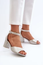 Vinceza stříbrné kožené sandály na vysokém podpatku