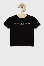 Detské tričko Tommy Hilfiger čierna farba, KN0KN01487