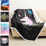 150x200cm 3D Animal Plush Printing Hooded Blankets Double Layer Warm Blanket
