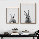 Cute Rabbit Canvas Wall Art Poster Animal Print Paintings Baby Nursery Room