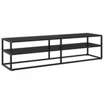 TV Cabinet Black with Glass 63"x15.7"x15.7"