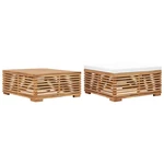 Garden Table and Footrest Set & Cream Cushion Solid Teak Wood