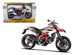2013 Ducati Hypermotard SP White with Black and Red Stripes 1/12 Diecast Motorcycle Model by Maisto