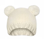 Zimní čepice Baby Nellys ® Medvídek - smetanová, vel. 104-116 (4-6r)