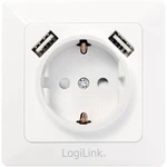 LogiLink PA0162 1-násobný zásuvka do steny  s USB, detská ochrana IP20 biela