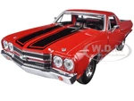 1970 Chevrolet El Camino SS 396 Red with Black Stripes 1/24 Diecast Model Car by Motormax