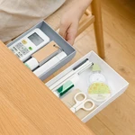 1 Piece Large Self Adhesive Hiden Under Desk Drawer Type Pen Holder Pencil Case Tray Self Desktop Organizer Supplies
