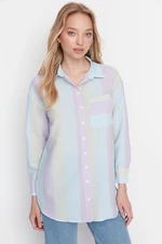 Trendyol Lilac Striped Woven Shirt