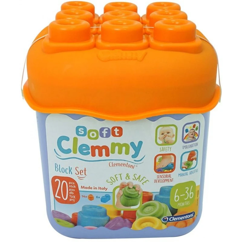 Clementoni Clemmy Barevné kostky v kyblíku Základní barvy oranžové víko Clementoni Clemmy Barevné kostky v kyblíku Základní barvy oranžové víko